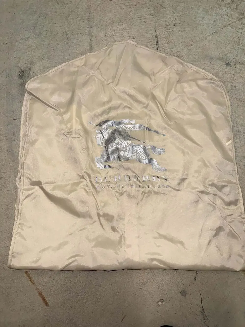 Vintage Burberry Prorsum Tan Nylon Garment Bag Dust Cover with Silver Knight Log